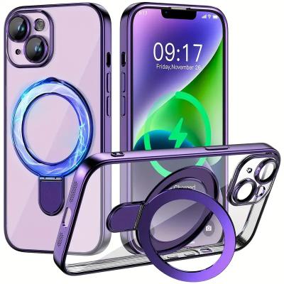 iPhone 15 Mobile Case - Fulcrum Transparent, MagSafe, Built-in Stand